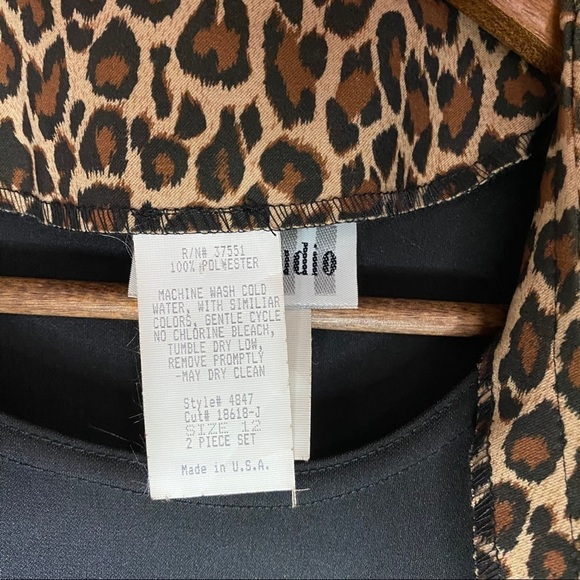 Vintage 90s Y2K Leopard Vest Black Midi Dress Set - Picture 7 of 8